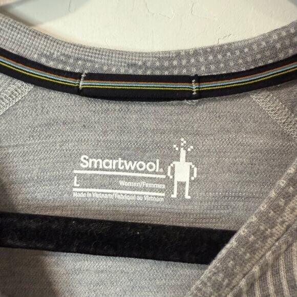 Smartwool Women's Crew Shirt Long Sleeve Camo Gray Merino Wool Large - Picture 3 of 8